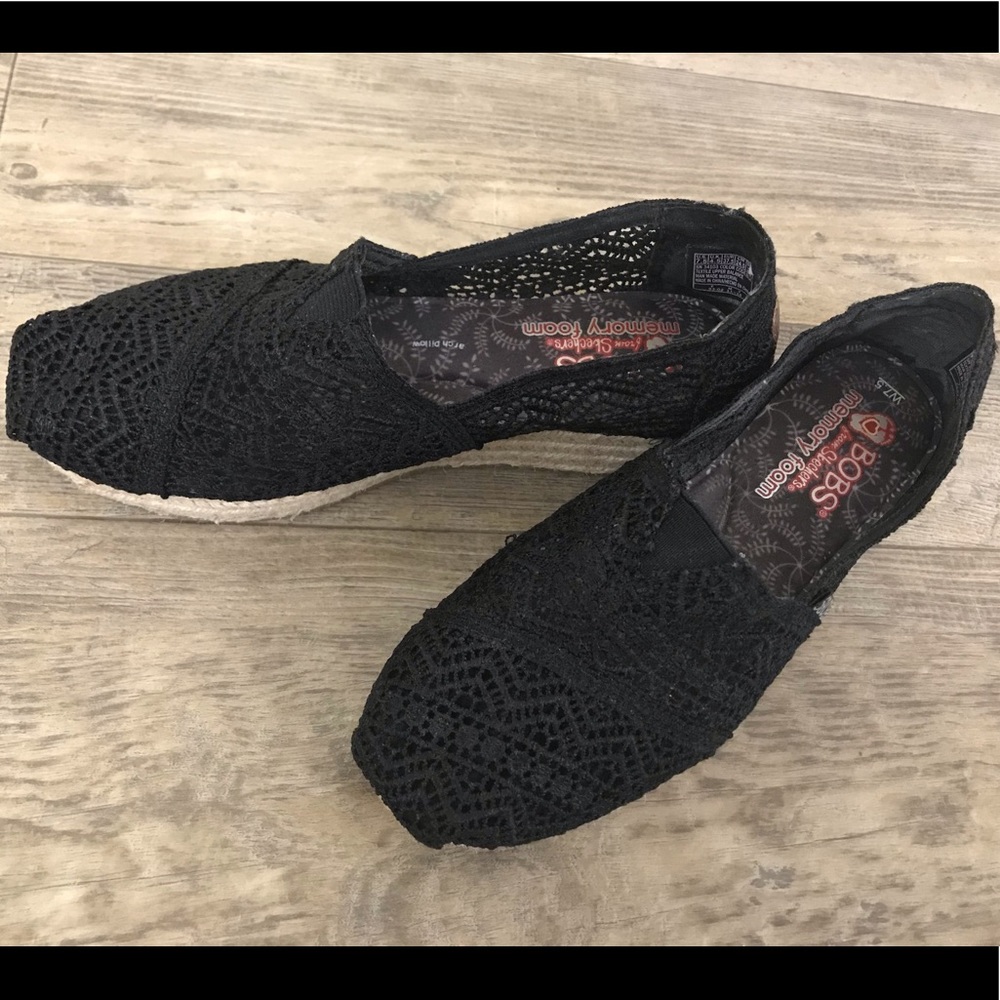 Bobs Memory Foam 7.5 black lace sketchers